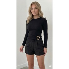 LUFTHİMM Yeni  Kadın  Bel   Tokalı   Uzun  Kollu  Bluz