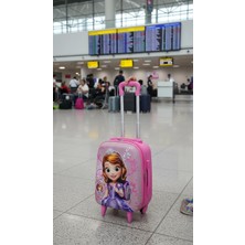 Nishev.com Evini Sev Karakterli Kız Çocuk Pembe Kabin Boy Çekçekli Valiz