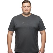 Battal Moda Battalmoda Erkek Büyük Beden Antrasit Bisiklet Yaka Kısa Kollu Mimi Tişört 5xl-6xl-7xl-8xl
