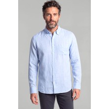 Bisse Regular Fit Keten Mavi Erkek Gömlek GM23Y231134_D35