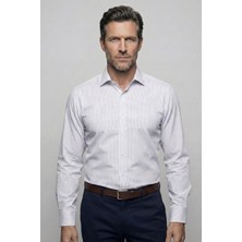Bisse Uzun Kollu Regular Fit Klasik B Yaka Tek Cep Erkek Gri Gömlek GMCZG252173_E55
