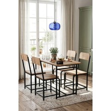 Reyo Falez Mutfak Masa Takımı 4 Sandalyeli Yemek Masası Set Cafe Balkon Bahçe Masa Sandalye Minör Atlantik Çam