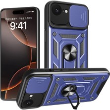 Royal Cover iPhone 16E Kamera Sürgülü Tam Koruma Sert Silikon Kapak Ryc/ Pars Yüzüklü