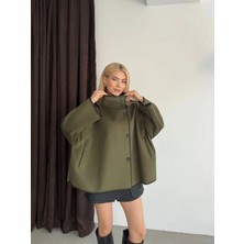 Vesantia Kadın Koyu Yeşil Oversize Çoban Dikişli Ceket