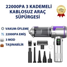 Hızlı Store  HL-163 22000PA Şarjlı Araç Taşınabilir Süpürgesi - 3 Kademeli Dijital Ekranlı