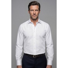 Bisse Beyaz Regular Fit Pamuk Klasik Yaka Cepsiz Erkek Gömlek   GMKLS24K24001_D01
