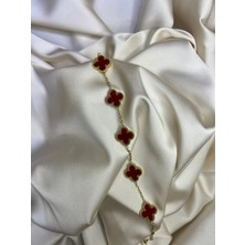 Roha Yüksek Kalite Paslanmaz Çelik Bordo Clover Bileklik