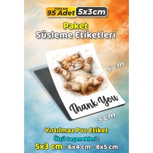 Sb Store Kedi Temalı Ambalaj Hediye Paket Süsleme Etiketi  Model 70 - 95 Adet 5cm