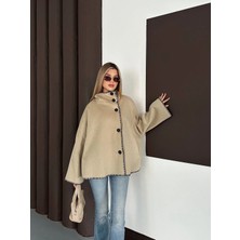 Vesantia Kadın Yağ Yeşili Oversize Çoban Dikişli Ceket
