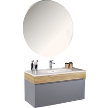 Kobos Harmony 100 cm Banyo Dolabı Seti Light Grey + Meguro