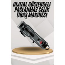 Masa Dostu Dijital Profesyonel Kablosuz Saç Sakal Tıraş Makinası Sessiz Paslanmaz Çelik Tdms-07