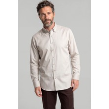 Bisse Casuel Regular Fit Spor Pamuk Bej Erkek Gömlek GMGBR2023001_D07