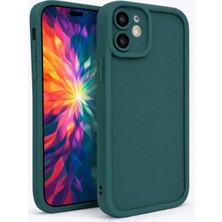 Fenza iPhone 12 Mini Uyumlu Kamera Çıkıntılı Yeşil Renkli Mat Silikon Telefon Kılıfı