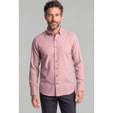 Bisse Regular Fit Paşa Yaka Pamuk Bordo Erkek Gömlek GMFLN0122300211_D25