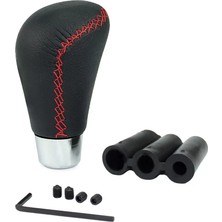 Midas Toptan Home Dikişli Deri Vites Topuzu Oval Siyah Kırmızı