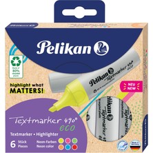 Keskin Color Pelikan 490 Eco Fosforlu Kalem 6lı Neon Karışık Renk