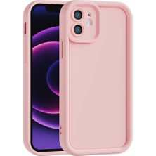 Fenza iPhone 12 Mini Uyumlu Kamera Çıkıntılı Pembe Renkli Mat Silikon Telefon Kılıfı