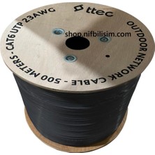 Nif Bilişim Ttec KBL-CAT6-23CCA/OUT500 500 Metre Dış Mekan Cat6 Kablo Pvc+Pe Çift Katmanlı Dış Ortam Cat6 Siyah