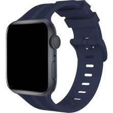 Eco Port Apple Watch 38MM KR408 Çizgili Silikon Kordon (Saat Değildir) - Lacivert