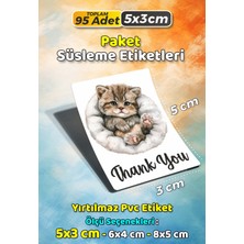 Sb Store Kedi Temalı Ambalaj Hediye Paket Süsleme Etiketi  Model 74 - 95 Adet 5cm