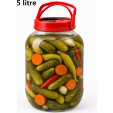 Massteelger 5 Litre 5000 cc Kulplu ve Kapaklı Cam Kavanoz 2 Adet / Tek Ebat