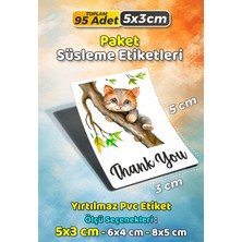 Sb Store Kedi Temalı Ambalaj Hediye Paket Süsleme Etiketi  Model 78 - 95 Adet 5cm