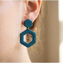 Polimer Kil Özel Tasarım Petrol Yeşili Küpe