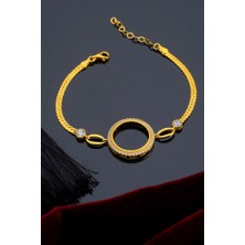 INNUENDO JEWELRY 925 Ayar Gümüş Taşlı Halka Detaylı Çeyrekli Bileklik