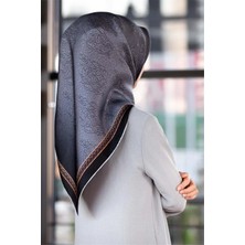 Vissona Twill İpek Eşarp Gümüş Barok Desenli