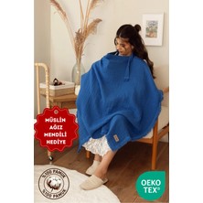 Zeypba %100 Pamuk Indigo 4 Katlı Müslin 4 Katlı Müslin Emzirme Örtüsü & Puset Örtüsü Püsküllü
