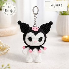 Mühre Kuromi Anahtarlık Charm Hediyelik %100 Pamuklu Organik Amigurumi Örgü