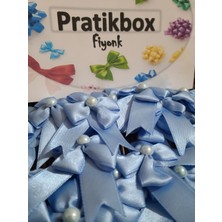 Pratikbox Yonca Fiyonk / Saten 2cm'lik / Hediyelik / Süsleme / Mavi Renk / 25ADET