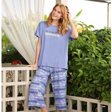 Lodos Store Aydoğan Kadın Kısa Kollu Kapri Bermuda Yazlık Viskon Pijama Takımı