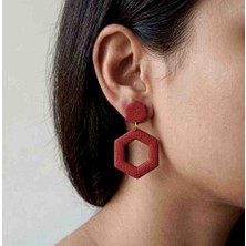 Ödül Moda Polimer Kil Özel Tasarım Bordo Küpe