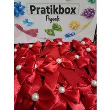 Pratikbox Yonca Fiyonk / Saten 2cm'lik / Hediyelik / Süsleme / Kırmızı Renk / 25ADET
