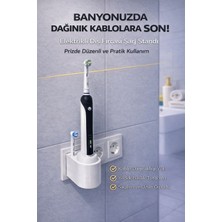 EVORADECO Elektrikli Diş Fırçası Priz Düzenleyici Duvar Tipi Şarj Standı Kablosuz Banyo Organizeri