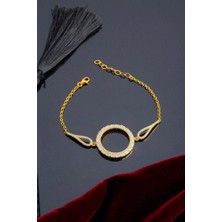 Innuendo Jewelry 925 Ayar Gümüş Taşlı Halka Yarım Altın Çeyrek Altın  Bileklik