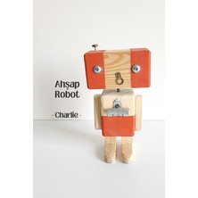Nart Handicraft Ahşap Robot Biblo | Eğlenceli Hediyeler | Kişiye Özel Farklı Ahşap Hediyelik Eşya | Charlie