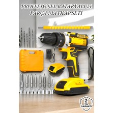 Masa Dostu 24 Parça Çift Bataryalı Şarjlı Matkap Seti 24W Motor ve Otomatik Mil Kilitli Tasarım Tdms-07