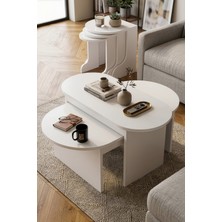 Reyo Falez Setro 9536 5'li Sehpa Takımı Ikili Orta Sehpa ve 3'lü Zigon Yan Sehpa Seti Beyaz