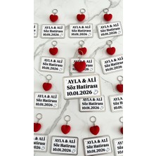 3D Tasarım Kalp Detaylı Söz-Nişan- Nikah Hediyelik Anahtarlık Seti (10ADET)