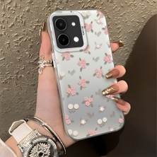 HONTINGA Vivo Y28 ile Uyumlu Kılıfı Silikon Kenar Sert Arka Düşüme Önleyici Basitlik Anti Düşme Kamera Korumali Çiçek Desen Telefon Kılıfı Kadın ve Erkek Için Uygundur K1-0833