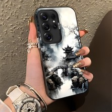 HONTINGA Samsung Galaxy S25 Ultra ile Uyumlu Kılıfı Silikon Kenar Sert Arka Düşüme Önleyici Basitlik Anti Düşme Kamera Korumali Manzara Desen Telefon Kılıfı Kadın ve Erkek Için Uygundur K1-0834