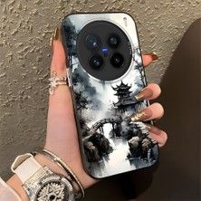 HONTINGA Vivo X200 Pro ile Uyumlu Kılıfı Silikon Kenar Sert Arka Düşüme Önleyici Basitlik Anti Düşme Kamera Korumali Manzara Desen Telefon Kılıfı Kadın ve Erkek Için Uygundur K1-0834