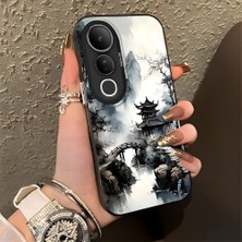 HONTINGA Vivo V50 Lite ile Uyumlu Kılıfı Silikon Kenar Sert Arka Düşüme Önleyici Basitlik Anti Düşme Kamera Korumali Manzara Desen Telefon Kılıfı Kadın ve Erkek Için Uygundur K1-0834