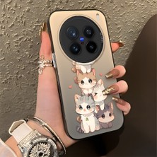 HONTINGA Vivo X200 Pro ile Uyumlu Kılıfı Silikon Kenar Sert Arka Düşüme Önleyici Basitlik Anti Düşme Kamera Korumali Kedi Desen Telefon Kılıfı Kadın ve Erkek Için Uygundur K1-0836
