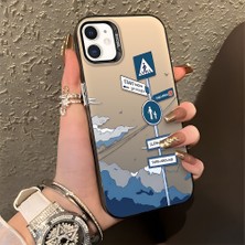 HONTINGA iPhone 12 ile Uyumlu Kılıfı Silikon Kenar Sert Arka Düşüme Önleyici Basitlik Anti Düşme Kamera Korumali Yol Tabelası Desen Telefon Kılıfı Kadın ve Erkek Için Uygundur K1-0837