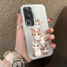 HONTINGA Vivo Y19S ile Uyumlu Kılıfı Silikon Kenar Sert Arka Düşüme Önleyici Basitlik Anti Düşme Kamera Korumali Kedi Desen Telefon Kılıfı Kadın ve Erkek Için Uygundur K1-0836