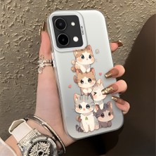 HONTINGA Vivo Y28 ile Uyumlu Kılıfı Silikon Kenar Sert Arka Düşüme Önleyici Basitlik Anti Düşme Kamera Korumali Kedi Desen Telefon Kılıfı Kadın ve Erkek Için Uygundur K1-0836