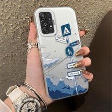 HONTINGA Samsung Galaxy A52S 5g ile Uyumlu Kılıfı Silikon Kenar Sert Arka Düşüme Önleyici Basitlik Anti Düşme Kamera Korumali Yol Tabelası Desen Telefon Kılıfı Kadın ve Erkek Için Uygundur K1-0837